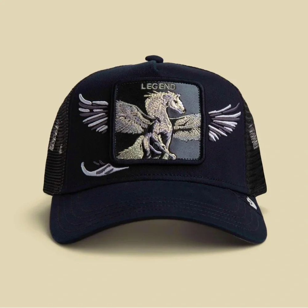 Goorin Bros Farm WINGS LEGEND Snapback Trucker Hat Black White NWT - Picture 2 of 9